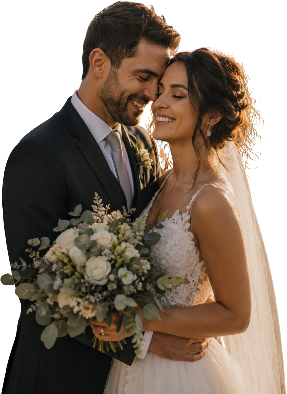Casal de noivos celebrando o casamento